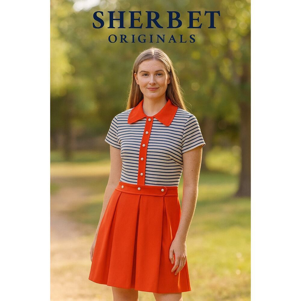 Vintage Sherbet Originals Orange & Striped Dress